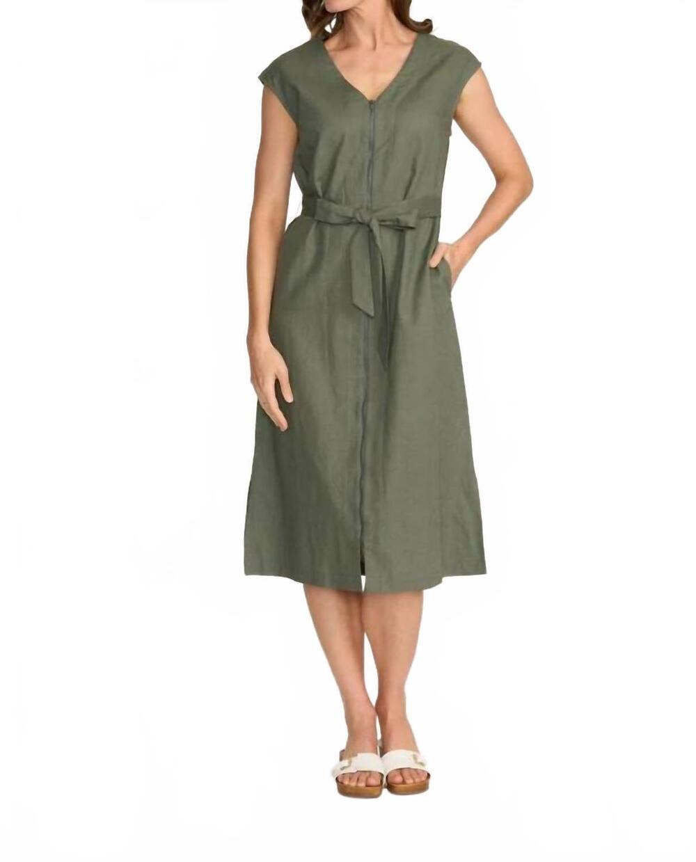 NEW FOIL you little zipper dress in sage